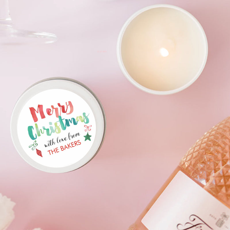 Christmas Personalised Candle Small Travel tin Candle RISE The Candle Studio 