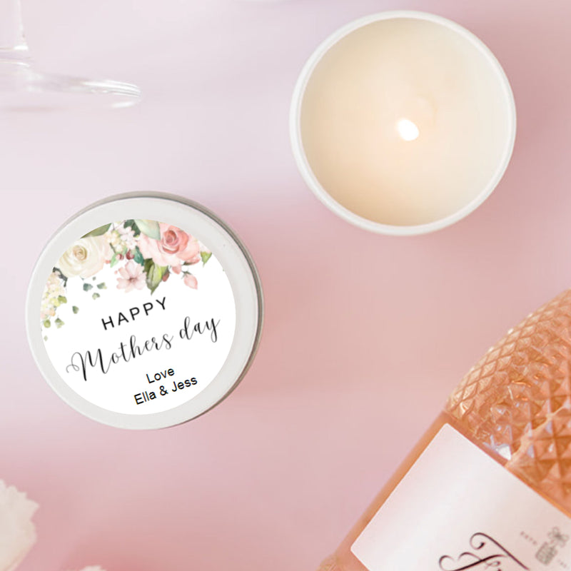 Pink Flowers Mother's Day Candle Gift | Personalised | 10-12 hours burn time | Soy Wax Candle RISE The Candle Studio 