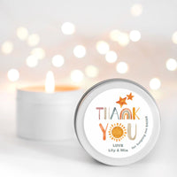Thank you for helping me SHINE Personalised Candle Small Travel tin Candle RISE The Candle Studio 