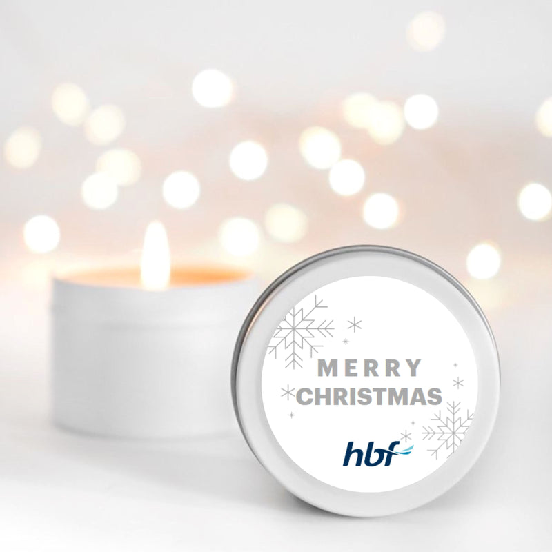 White Christmas Branded Candle | Corporate Thank you candles | Business Branding with Personalise Message | 10-12hours burn time Candle RISE The Candle Studio 